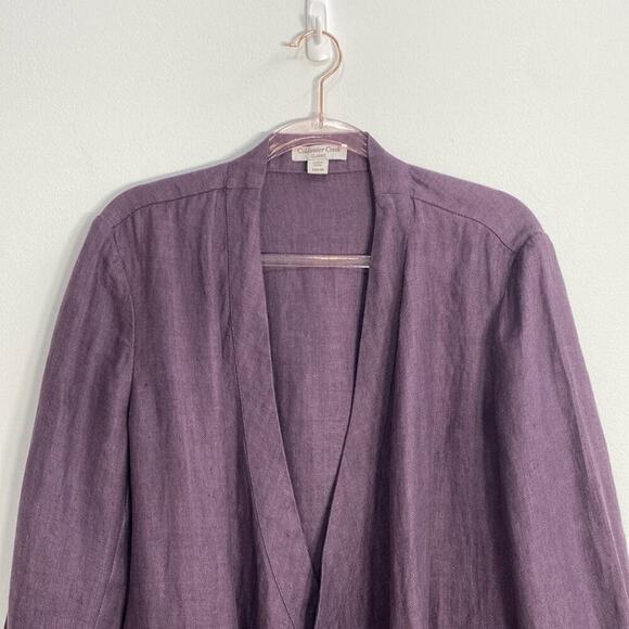 Coldwater Creek Linen Cardigan Open Front Waterfall Women's Large Purple - Picture 2 of 12